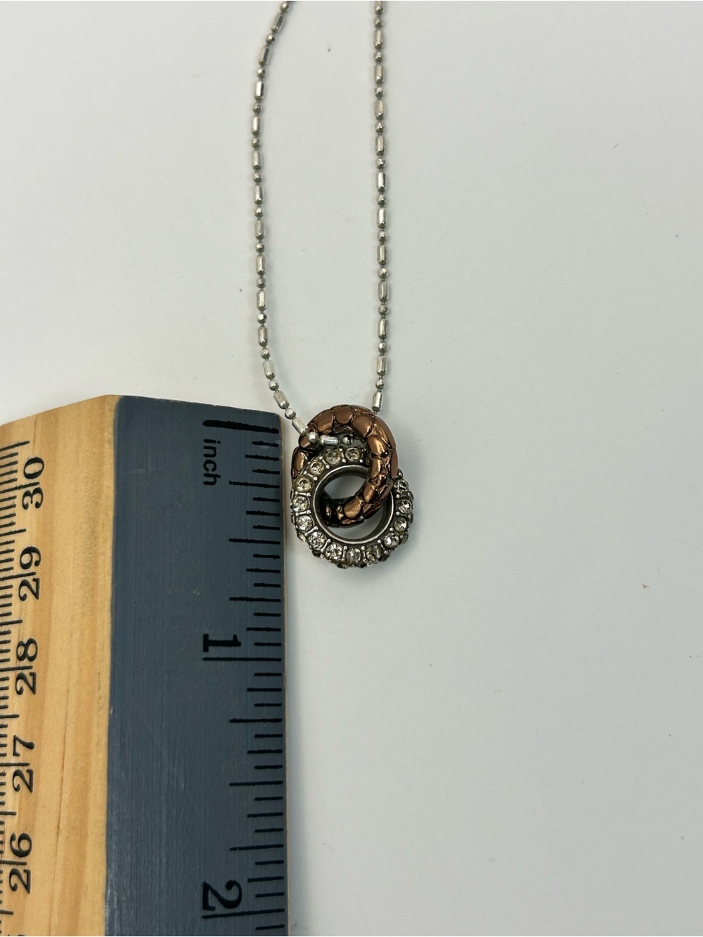 Brighton Pebble Pave Necklace 18" Bronze & Clear Crystal Rings Pendant - Picture 11 of 11